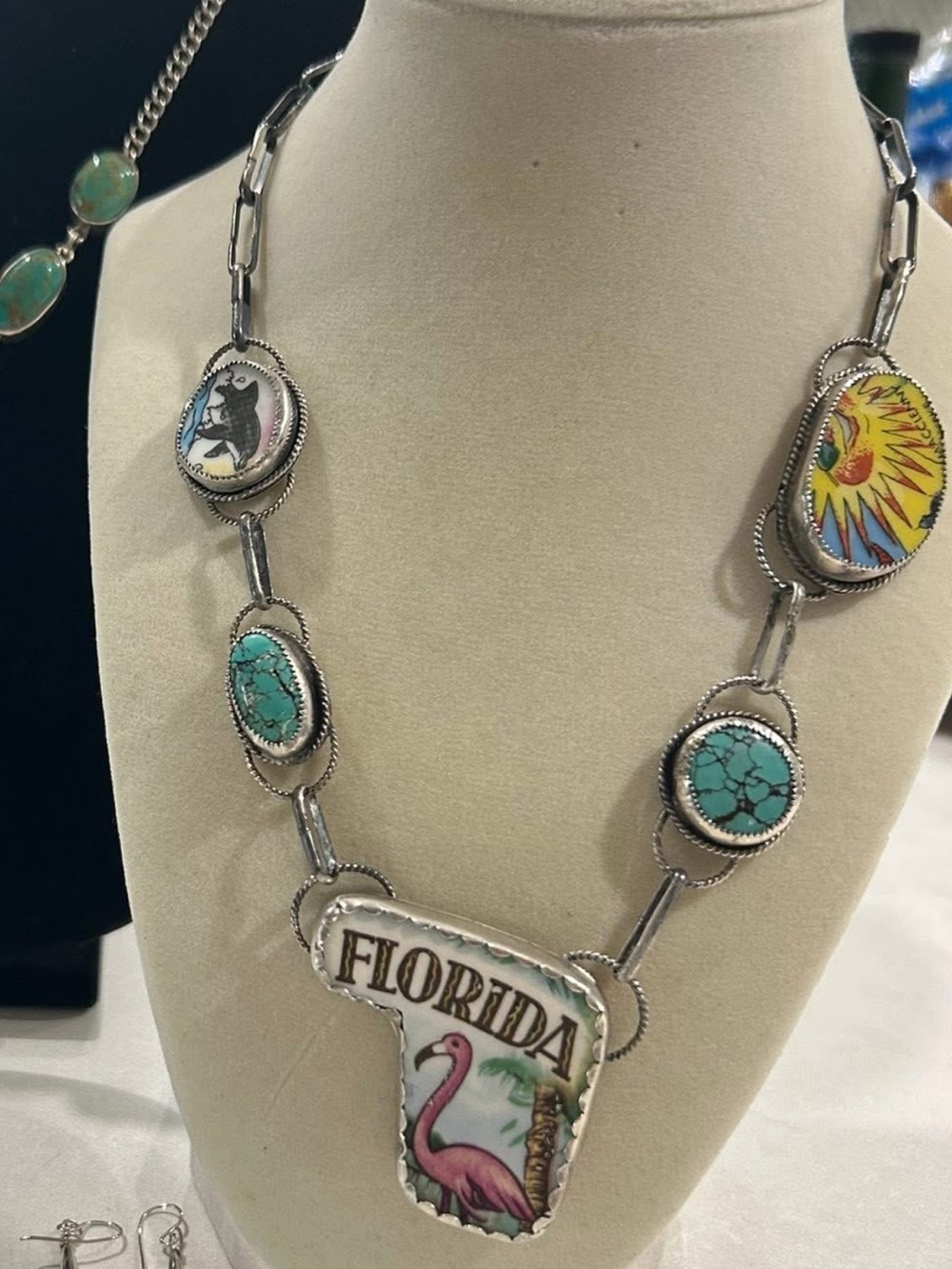 Florida Flamingo Turquoise Accent Necklace